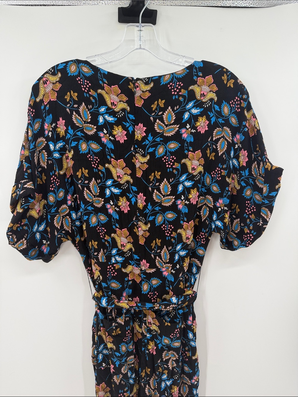 Boden Women's Alice Floral Print V-neck Jumpsuit - Black Crinkle Gauze Multi - 6 - Picture 9 of 10